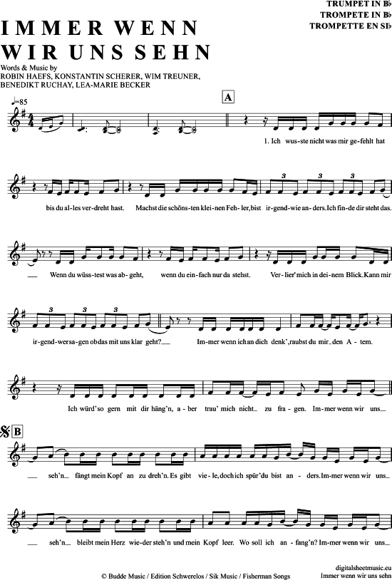 Produktgalerie: Seite 1 von 4 Immer Wenn Wir Uns Sehn , LEA und Cyril, Trompete in B