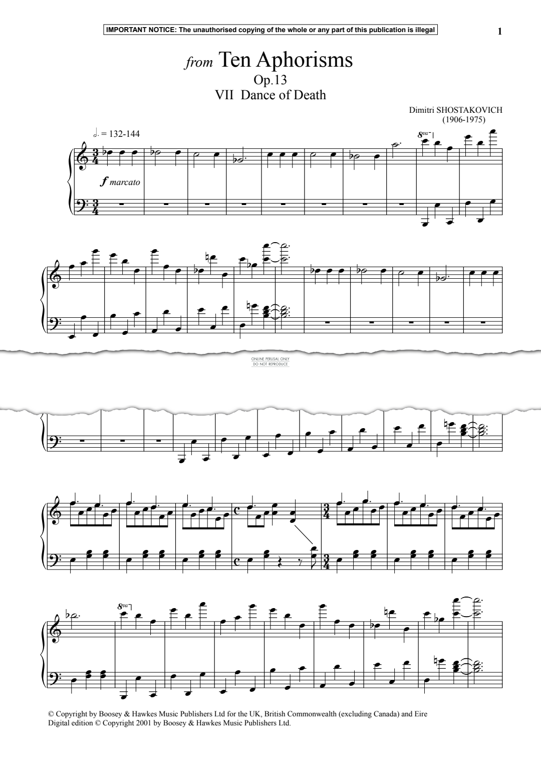 Produktgalerie: Seite 1 von 1 Dance Of Death from Ten Aphorisms, Op.13, Dmitri Shostakovich, Klavier