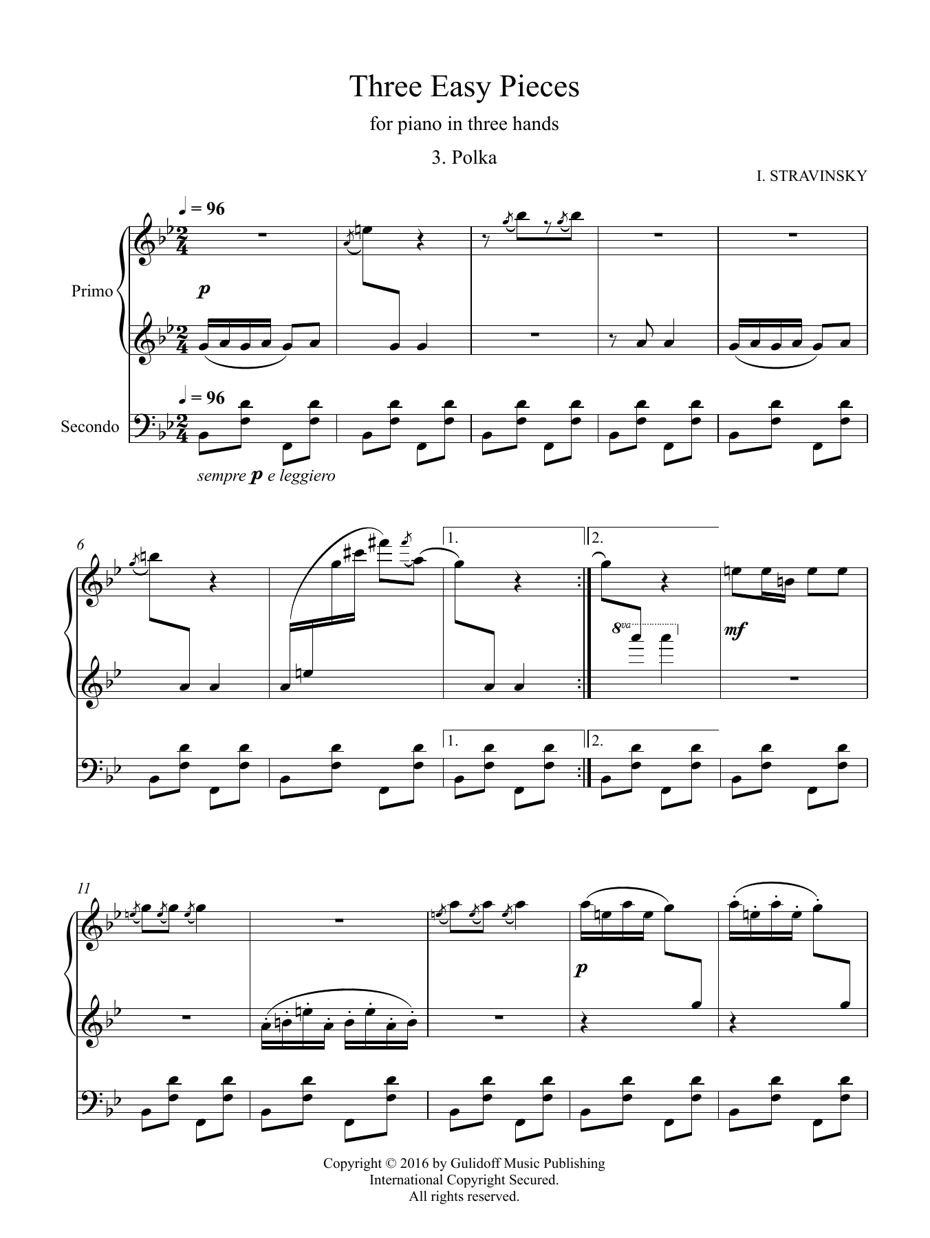 Product picture to: Three Easy Pieces for piano in three hands 3. Polka