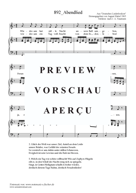 Product picture to: Abendlied Meldoie: nach J. A. Naumann