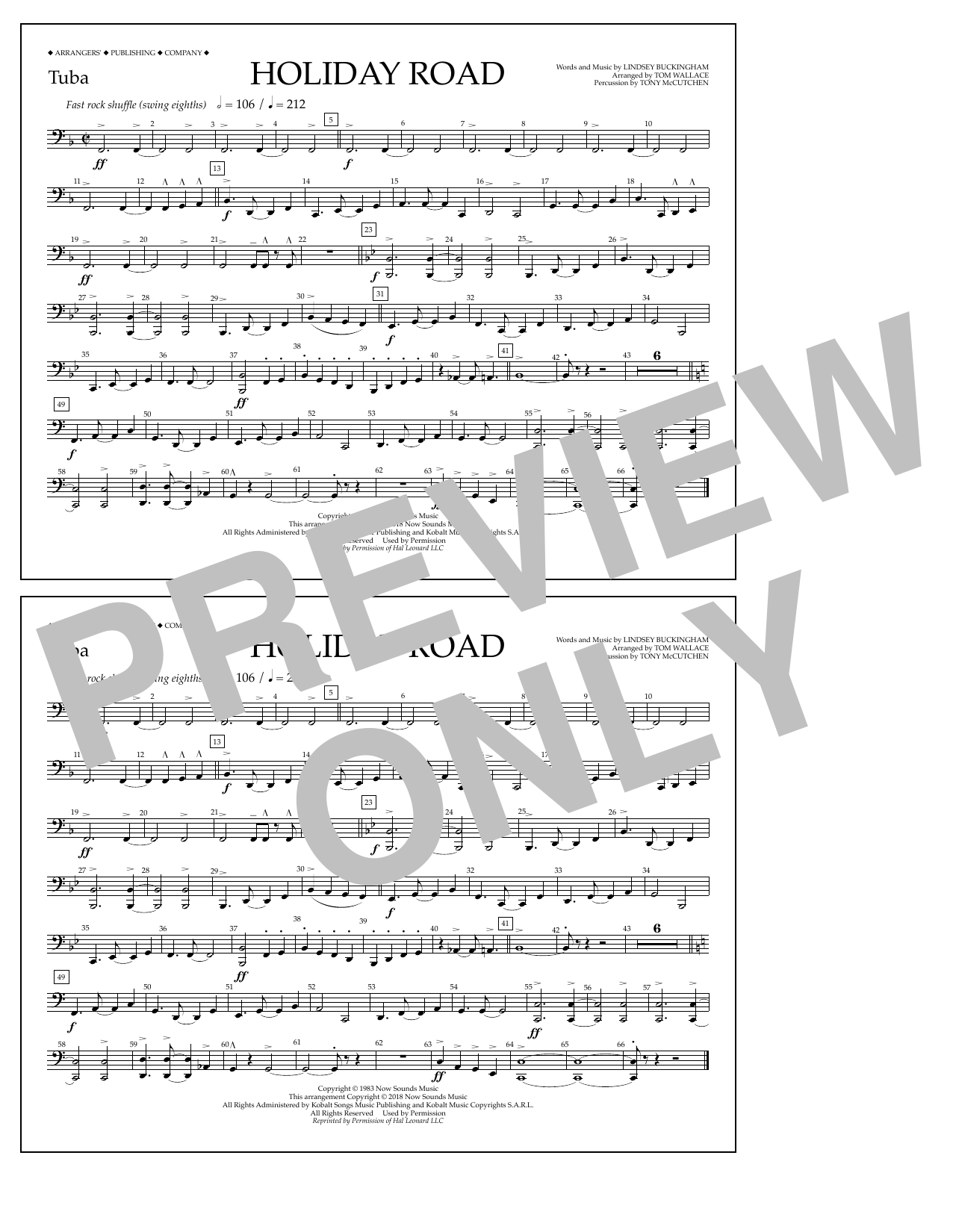 Product gallery: Page 1 of 1 Holiday Road (from National Lampoon's Vacation) (arr. Tom Wallace) - Tuba, Lindsey Buckingham