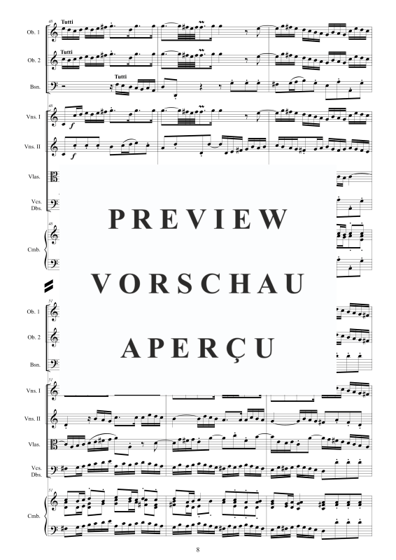 Produktgalerie: Seite 9 von 11 Orchester Suite No.1 in C-Dur BWV 1066, , Orchester 2 Oboen, Fagott, Streicher und Cembalo BC
