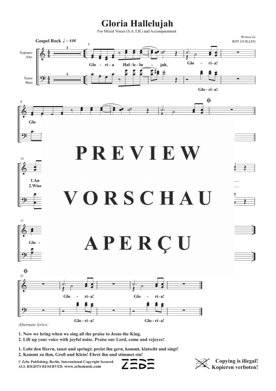 Produktgalerie: Seite 1 von 6 Gloria Hallelujah, , Gemischter Chor und Klavier