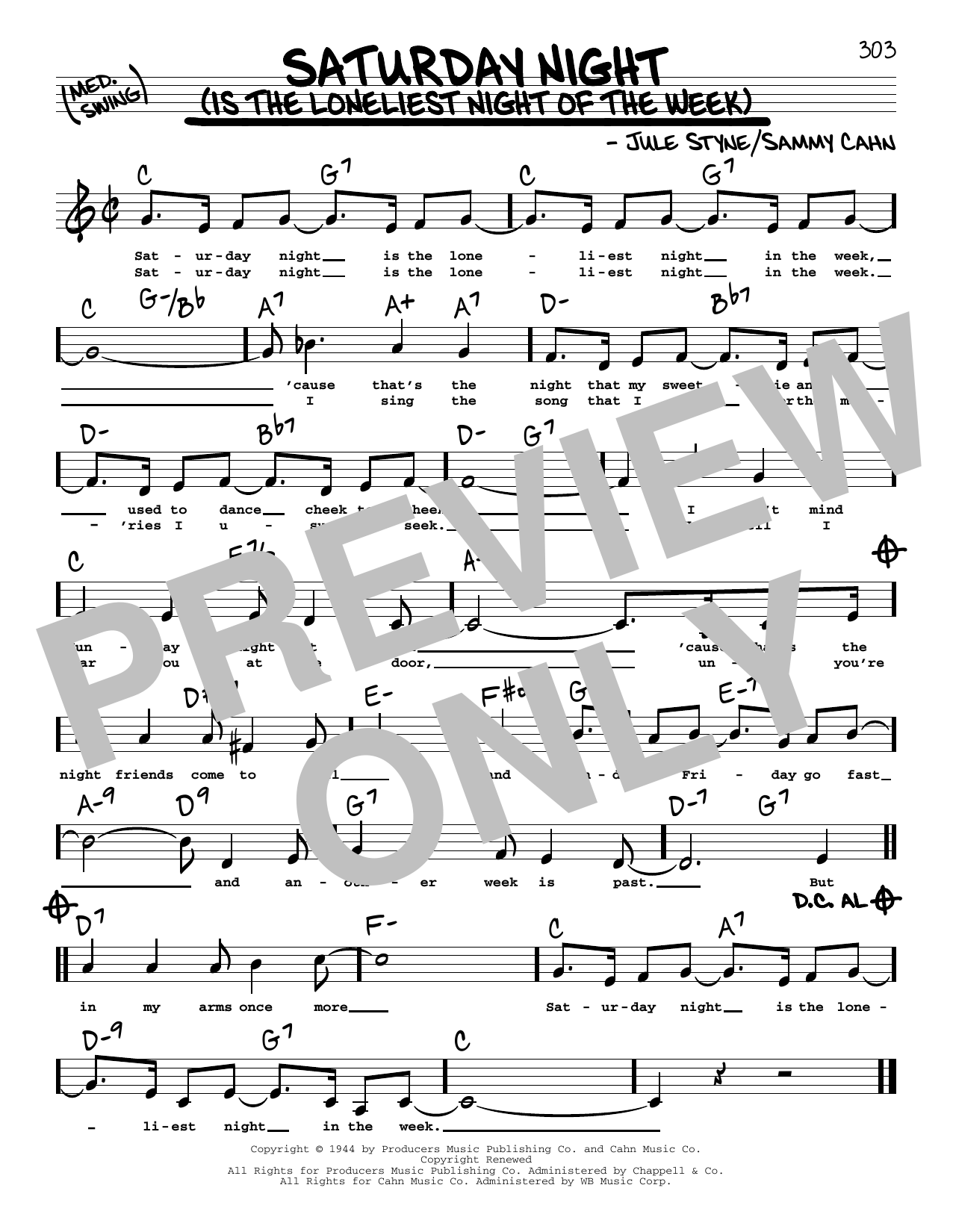 Produktbild zu: Saturday Night (Is The Loneliest Night Of The Week) (Low Voice)