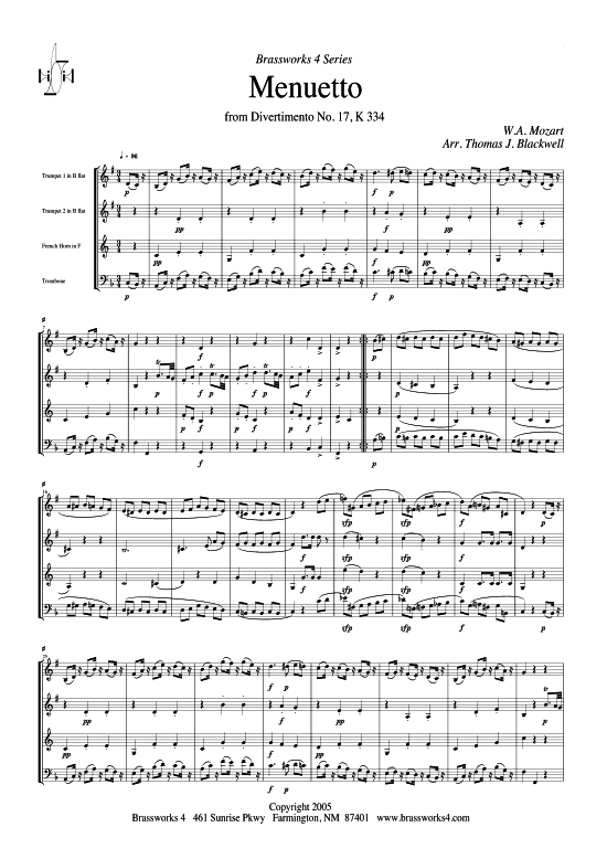 Produktbild zu: MenuettW. A. Mozart (Divertimento Nr. 17, K 334)