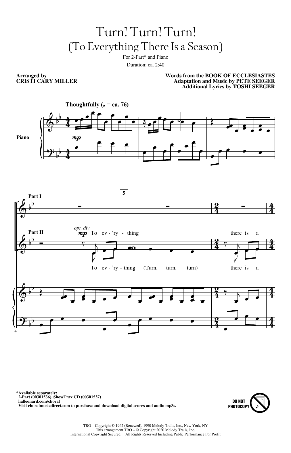 Product picture to: Turn! Turn! Turn! (To Everything There Is A Season) (arr. Cristi Cary Miller)