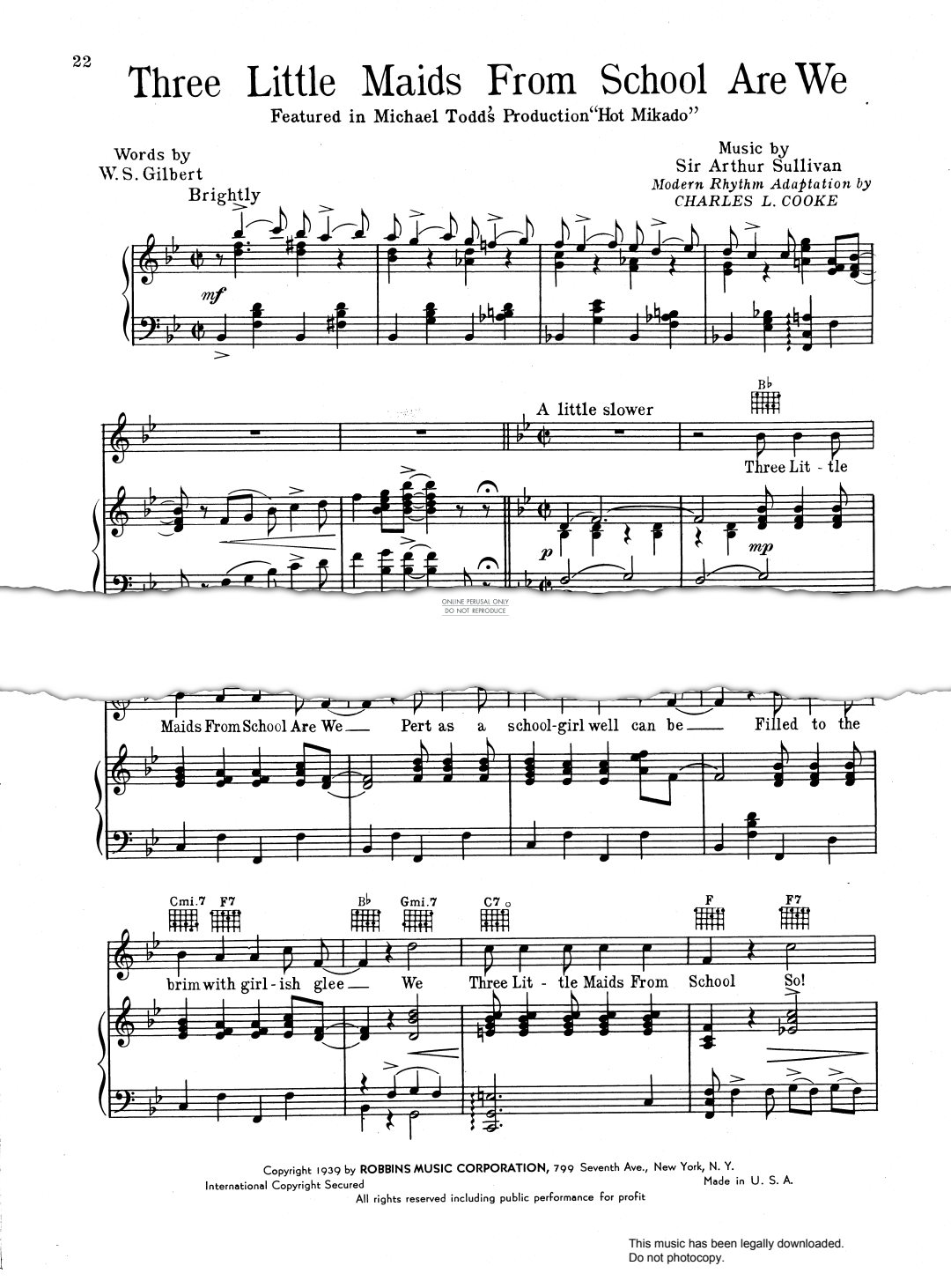 Product gallery: Page 1 of 1 Three Little Maids From School Are We (from Michael Todd's 'Hot Mikado'), Arthur S. Sullivan