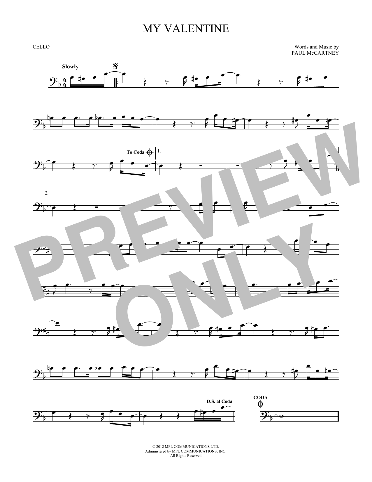 Produktgalerie: Seite 1 von 1 My Valentine, Paul McCartney, Violoncello