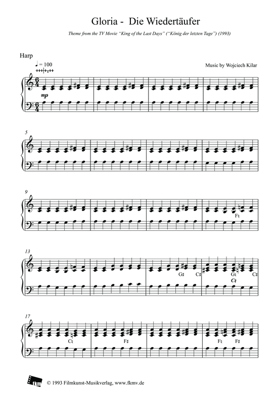 Produktbild zu: König der letzten Tage - Gloria: HarfeAus dem Film "König der letzten Tage"