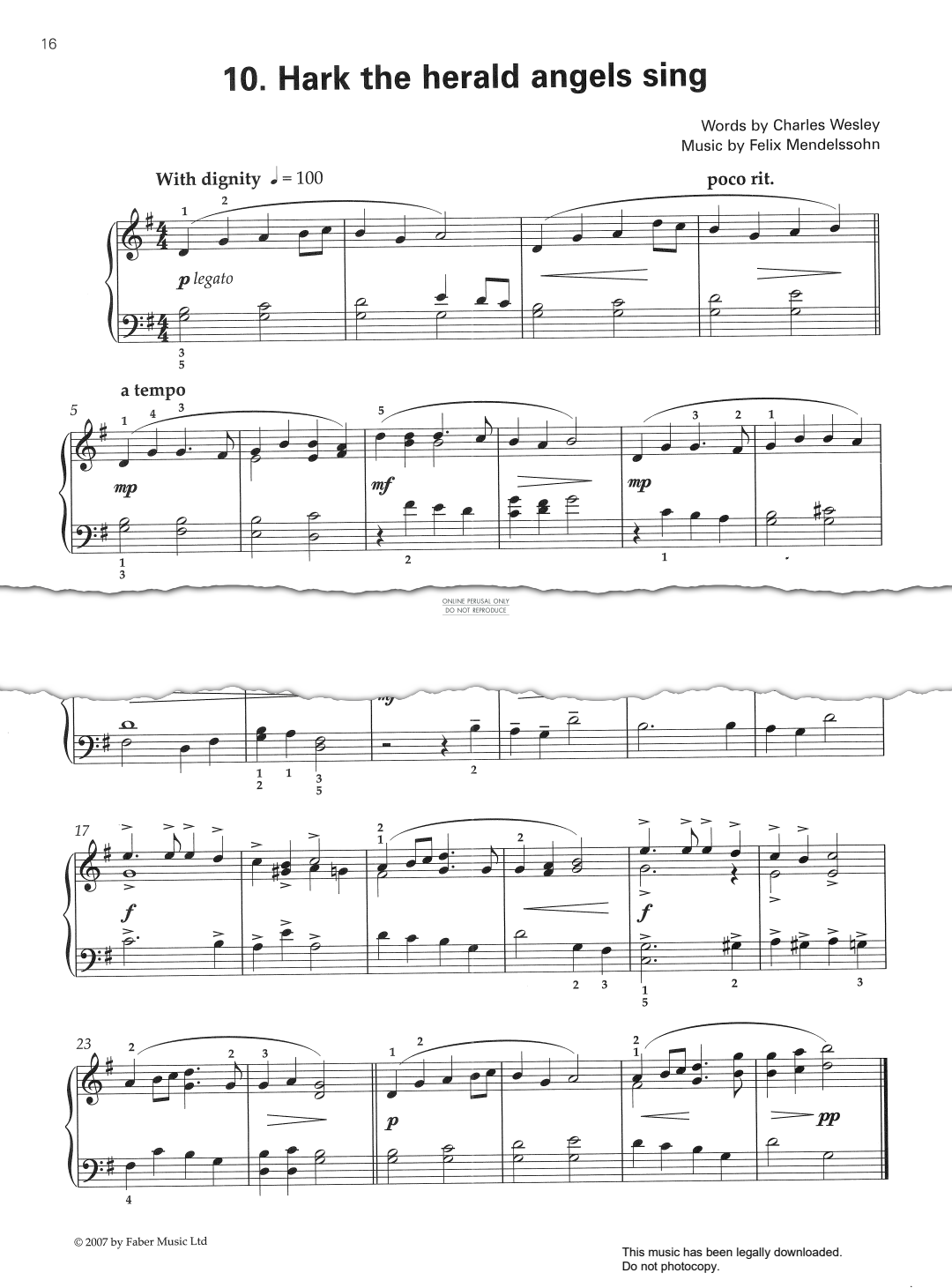 Produktgalerie: Seite 1 von 1 Hark The Herald Angels Sing, Felix Mendelssohn, Klavier