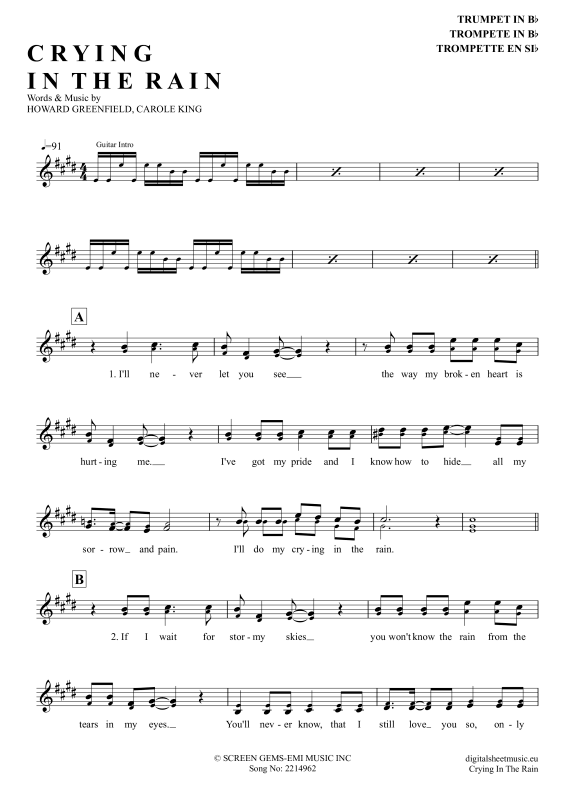 Product gallery: Page 1 of 4 Crying In The Rain , A-Ha, Trumpet in B-flat