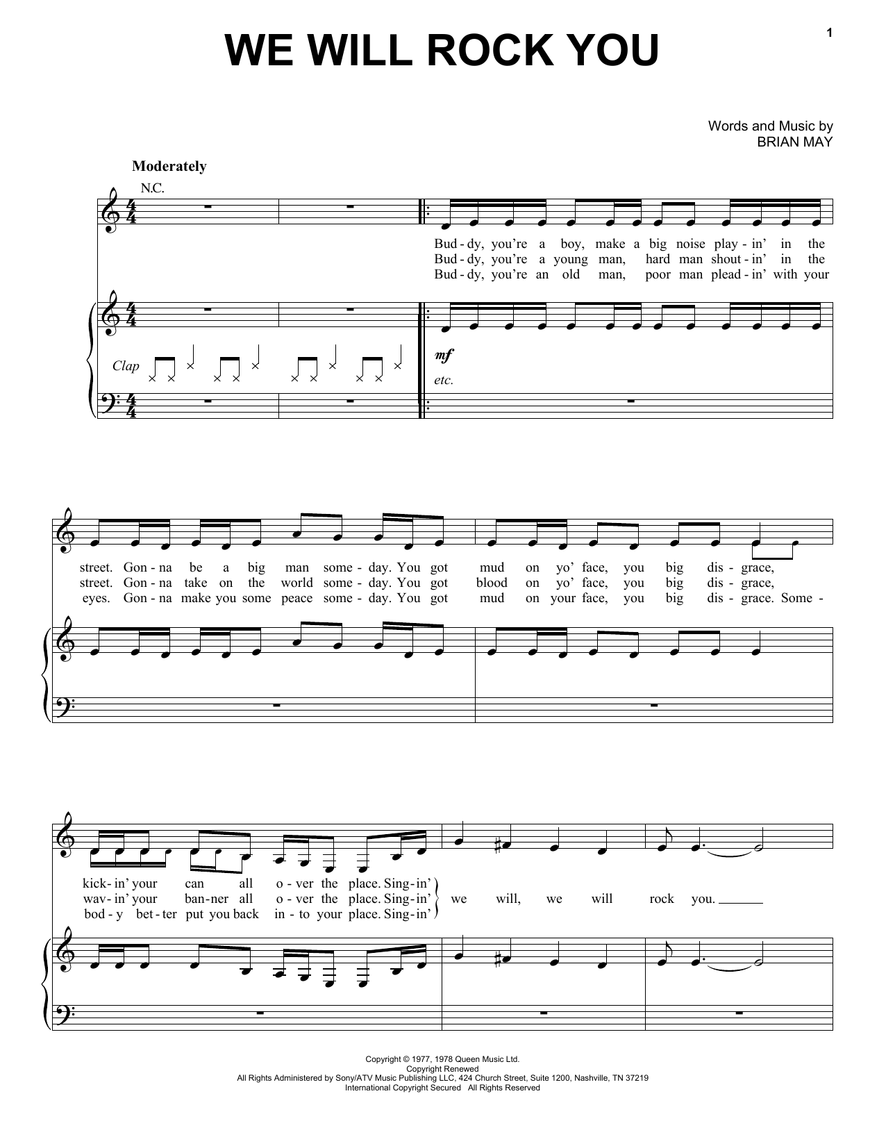 Produktgalerie: Seite 1 von 1 We Will Rock You, Queen, Gesang, Gitarre, Klavier