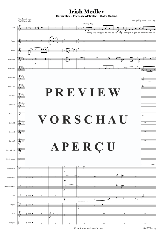 Produktgalerie: Seite 4 von 11 Irish medley for voice and concert band, , Solo Gesang und Orchester