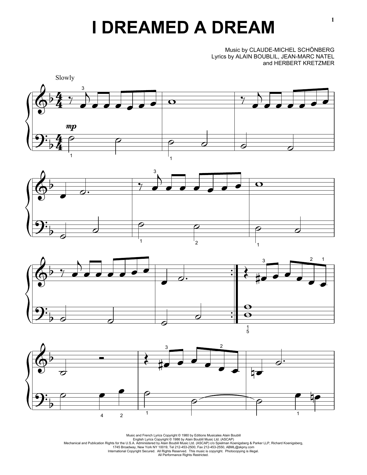 Produktgalerie: Seite 1 von 1 I Dreamed A Dream, Claude-Michel Schonberg, Klavier