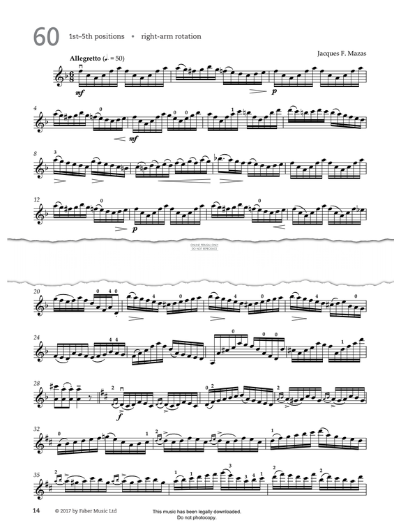 Produktgalerie: Seite 1 von 1 Study No.60 Allegretto (from '80 Graded Studies For Violin Book Two'), Jacques-Fereol Mazas, Violine