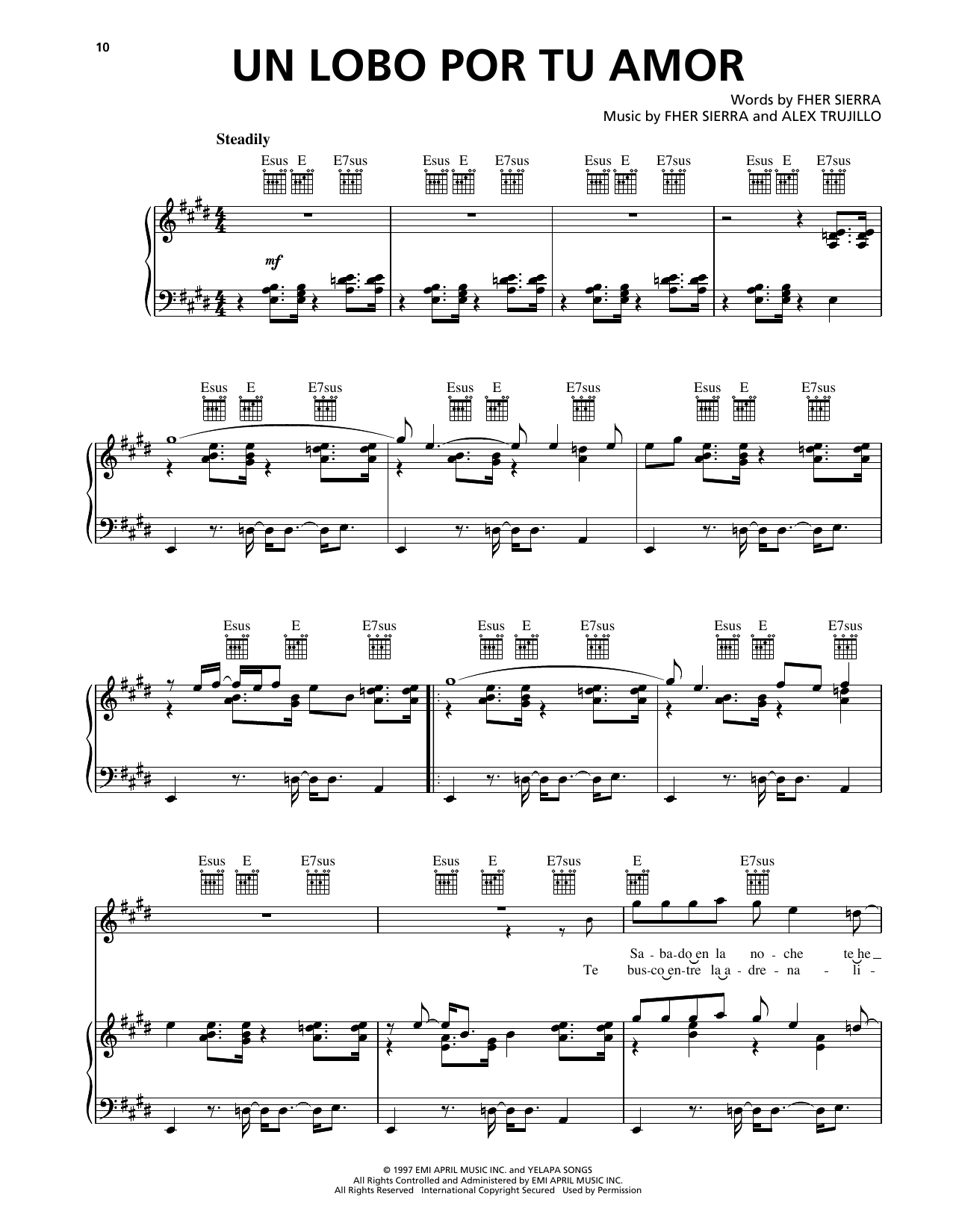 Produktgalerie: Seite 1 von 1 Un Lobo Por Tu Amor, Maná, Gesang, Gitarre, Klavier