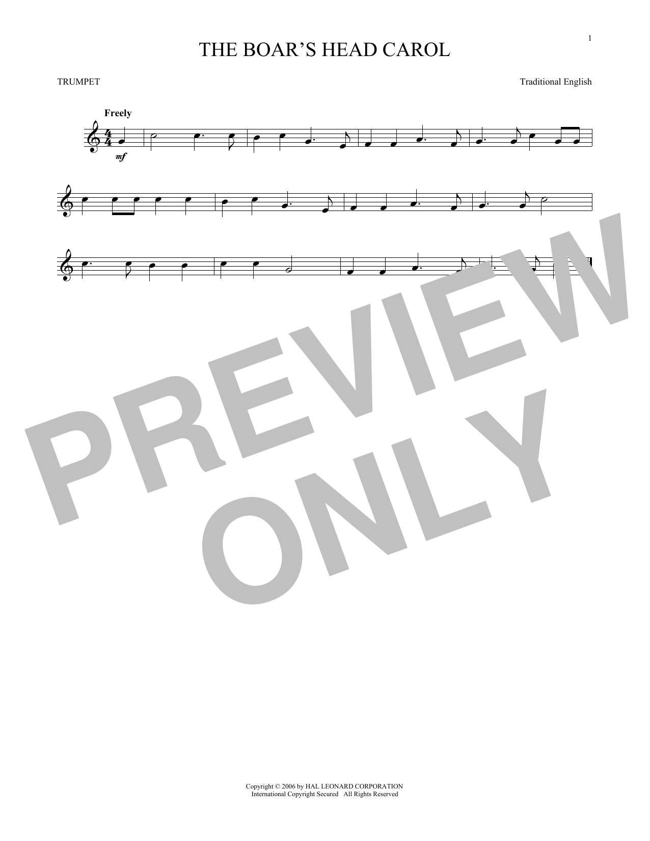 Produktgalerie: Seite 1 von 1 The Boar's Head Carol, 19th Century English Carol, Trompete