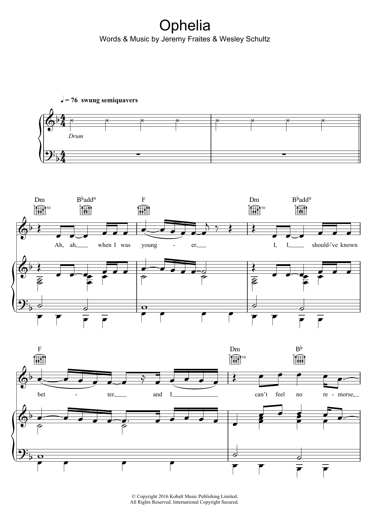 Produktgalerie: Seite 1 von 1 Ophelia, The Lumineers, Gesang, Gitarre, Klavier