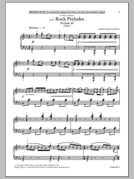 Product gallery: Page 1 of 1 Prelude III (Jingo) (from Rock Preludes), Christopher Norton