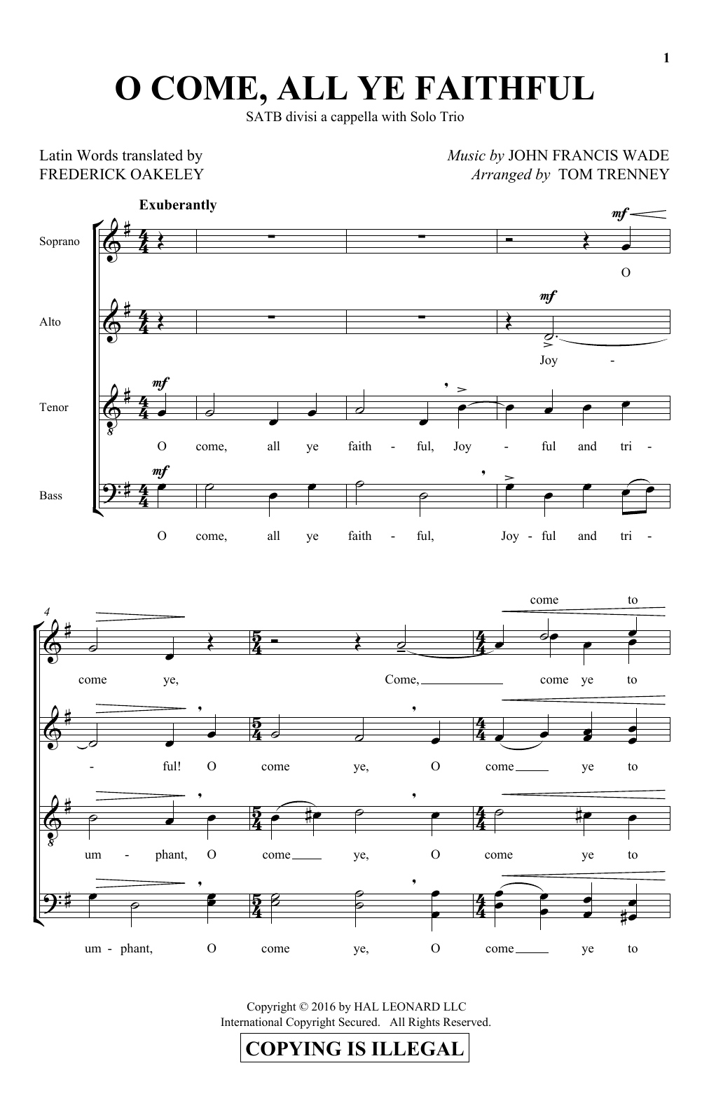 Product gallery: Page 1 of 1 O Come, All Ye Faithful, Tom Trenney