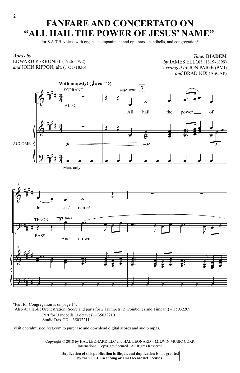 Product picture to: Fanfare And Concertato On "All Hail The Power Of Jesus' Name"