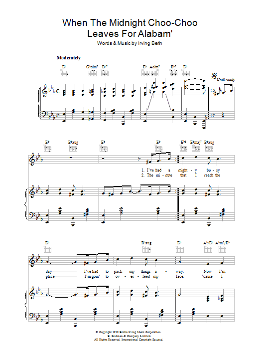 Product gallery: Page 1 of 1 When The Midnight Choo Choo Leaves For Alabam', Irving Berlin