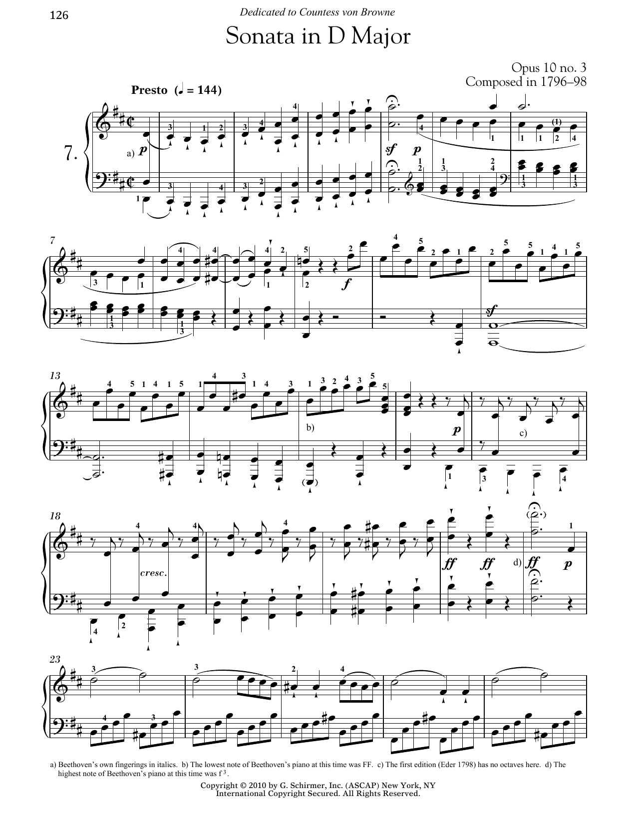 Product gallery: Page 1 of 1 Piano Sonata No. 7 In D Major, Op. 10, No. 3, Ludwig Van Beethoven