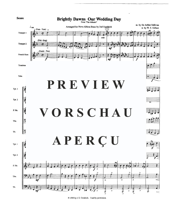 Produktgalerie: Seite 3 von 9 Brightly Dawns our Wedding Day (from "The Mikado"), , Blechbläser Quintett