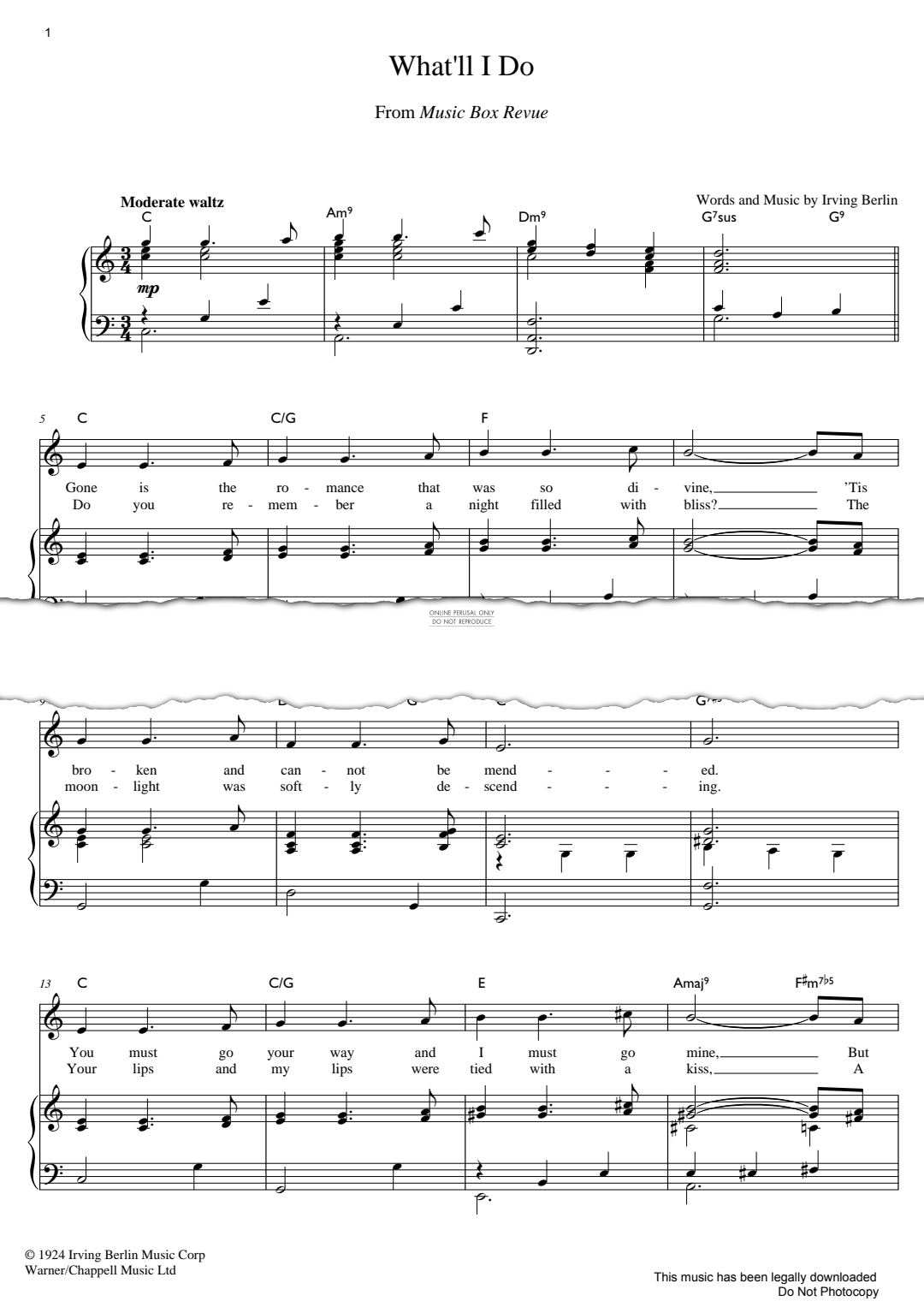 Produktgalerie: Seite 1 von 1 What'll I Do, Irving Berlin, Gesang, Klavier