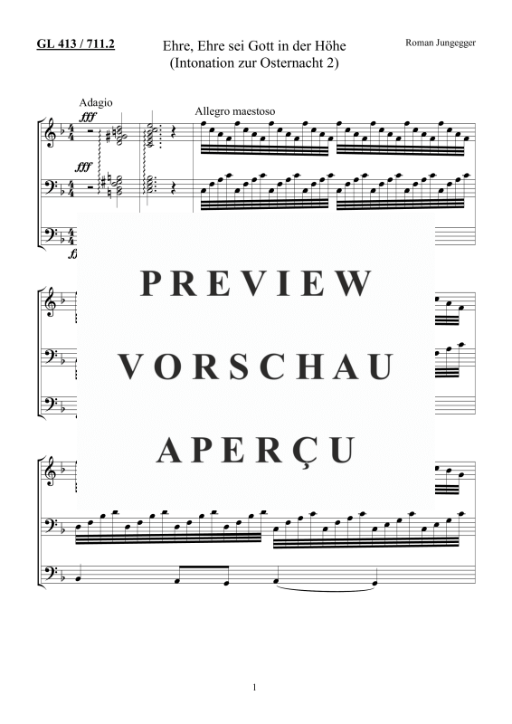 Product gallery: Page 2 of 4 Ehre, Ehre sei Gott in der Höhe GL 413 / 711.2, , Organ solo (Intonation for the Easter Vigil 2)
