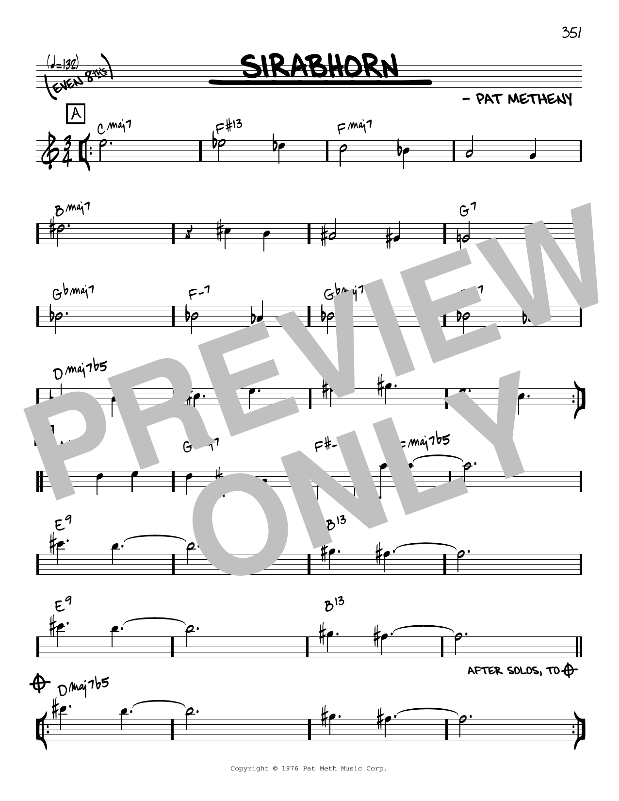 Produktbild zu:  Sirabhorn [Reharmonized version] (arr. Jack Grassel) - Pat Metheny