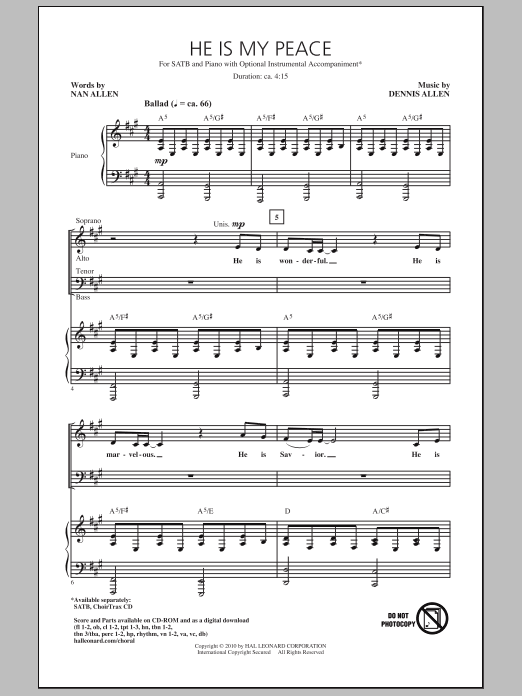 Produktgalerie: Seite 1 von 1 He Is My Peace, Dennis Allen, Chor