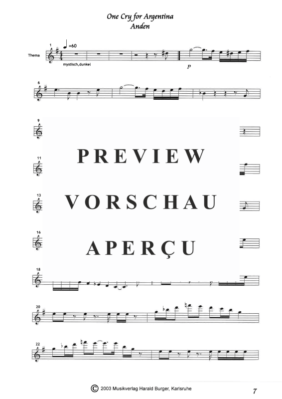 gallery: One Cry For Argentina - Suite für Melodieinstrument & Gitarre, , Querflöte - Einzelstimme