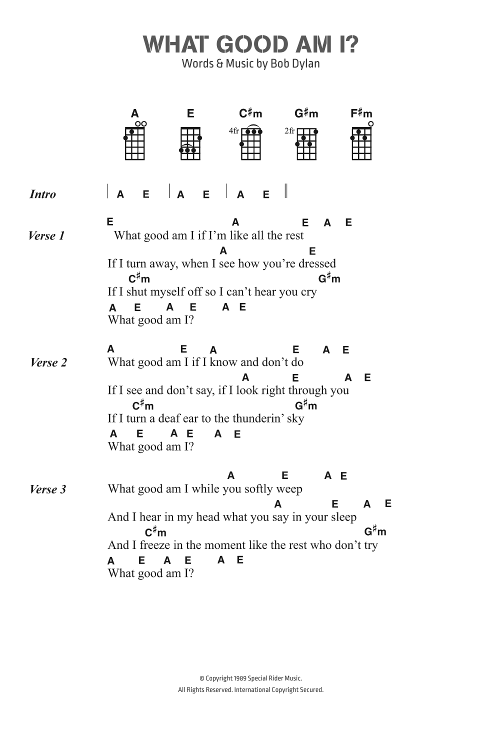 Product gallery: Page 1 of 1 What Good Am I?, Bob Dylan