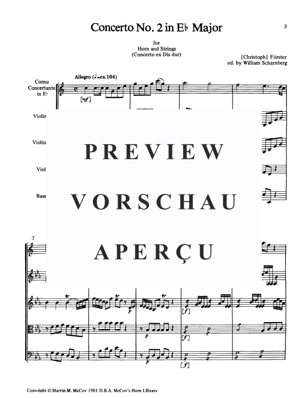 Produktgalerie: Seite 4 von 11 Konzert No. 2 in Eb-Dur, , Horn in F Solo und Streicher Ensemble