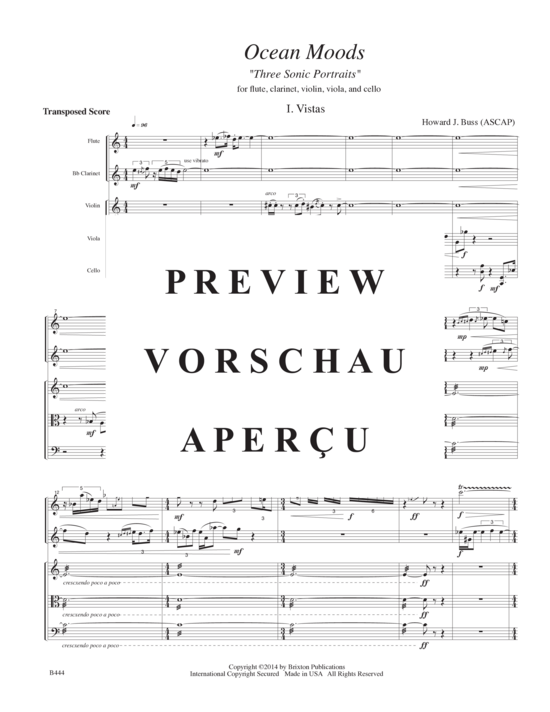 Produktgalerie: Seite 4 von 21 Ocean Moods Three Sonic Portraits , , (Flöte, Klarinette, Violine, Viola, Cello)