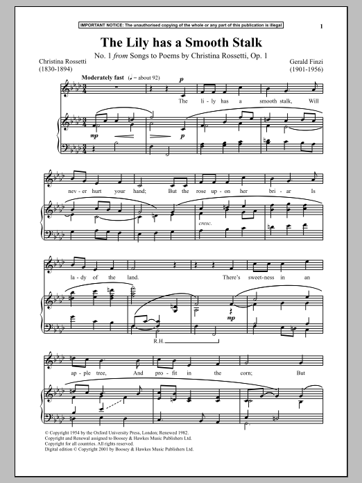 Product picture to: The Lily Has A Smooth Stalk, Op. 1, No. 1 (from Songs To Poems)
