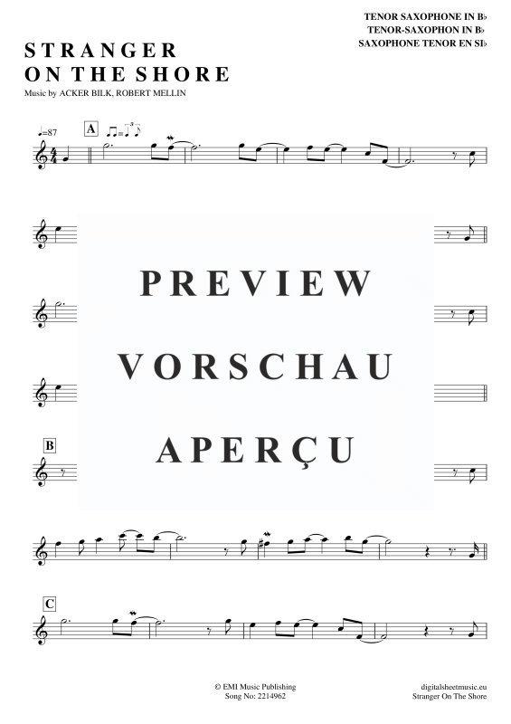 Product gallery: Page 2 of 3 Stranger On The Shore , Bilk, Acker, Tenor Saxophone