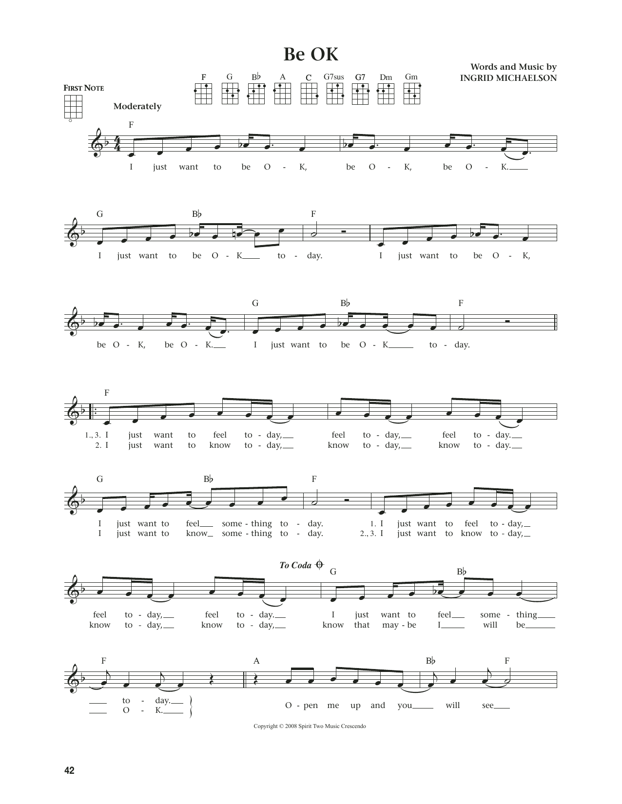 Product gallery: Page 1 of 1 Be OK (from The Daily Ukulele) (arr. Jim Beloff), Ingrid Michaelson