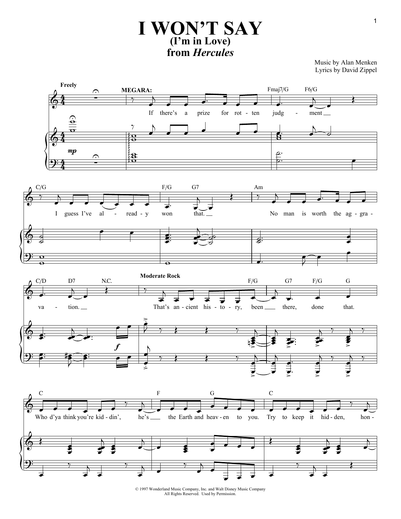 Produktbild zu: I Won't Say (I'm In Love) (from Hercules)