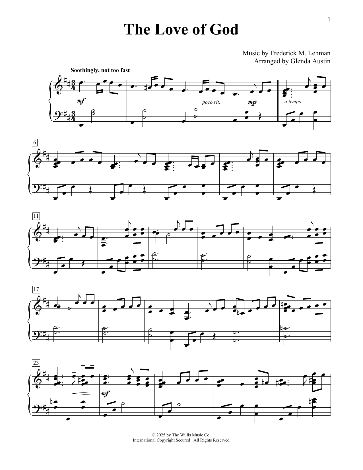 Product picture to: The Love Of God (arr. Glenda Austin)