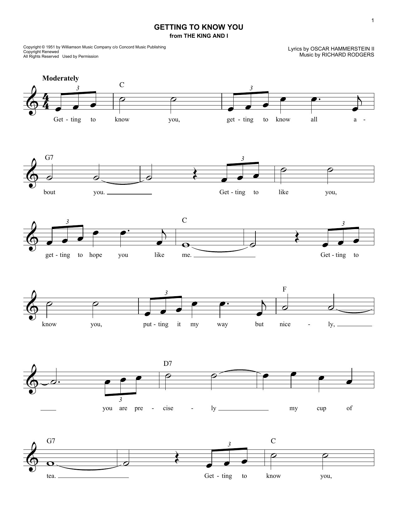 Product picture to:  Getting To Know You - Rodgers & Hammerstein