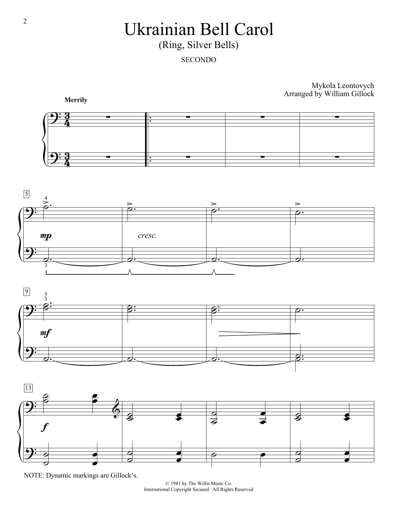 Product gallery: Page 1 of 1 Ukrainian Bell Carol (Ring, Silver Bells), William Gillock