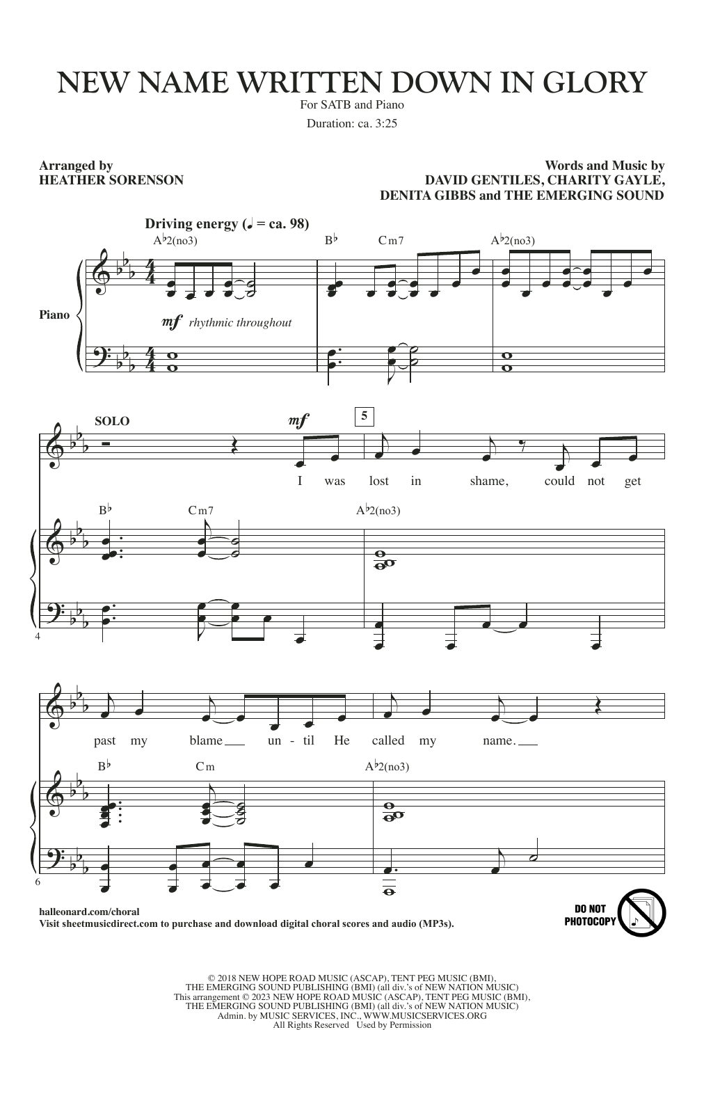 Product picture to: New Name Written Down In Glory (arr. Heather Sorenson)