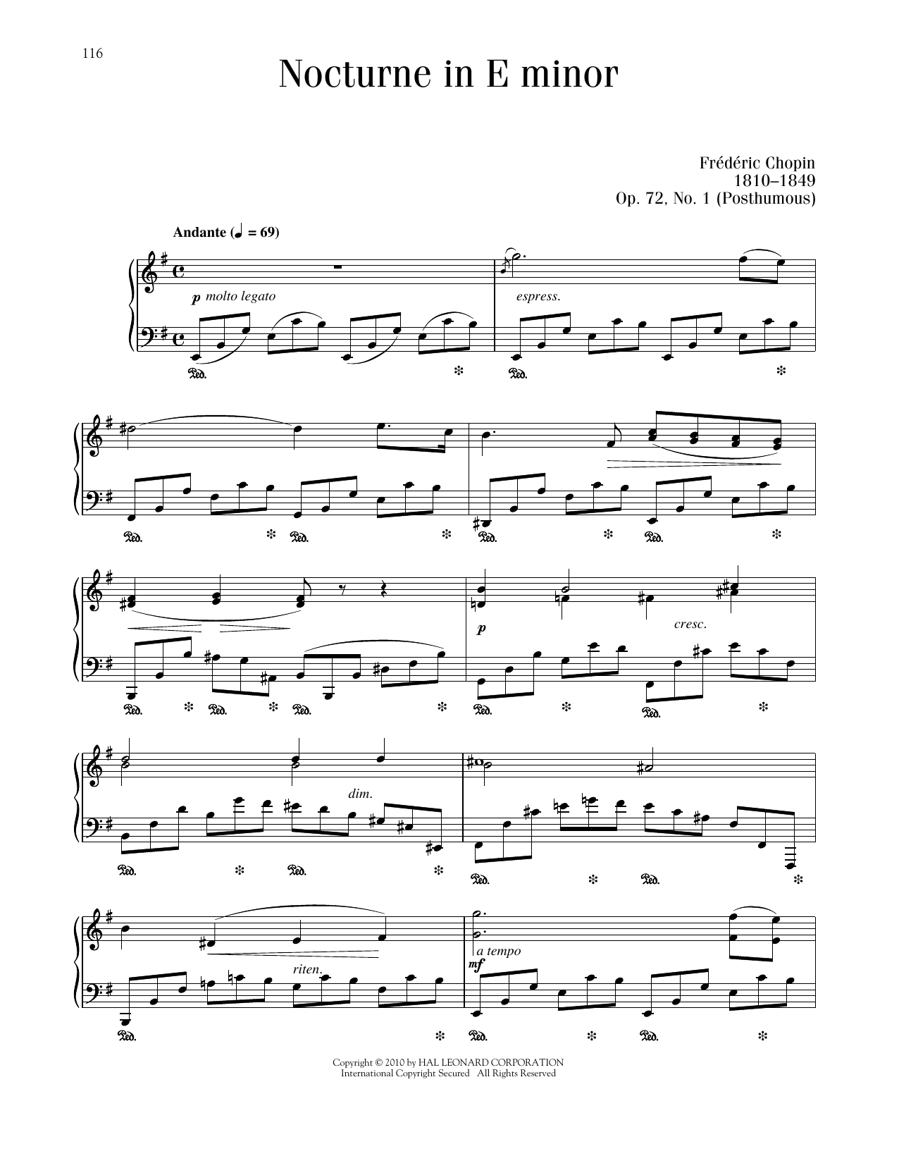 Product gallery: Page 1 of 1 Nocturne, Op. 72, No. 1, Frédéric Chopin