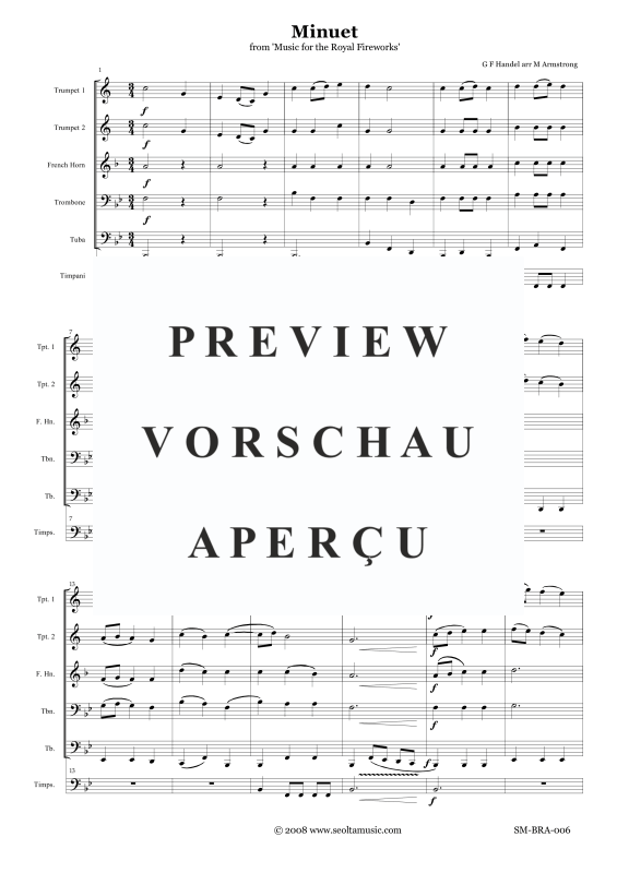Produktgalerie: Seite 4 von 11 Menuett aus der Feuerwerksmusik, , Blechbläser Quintett