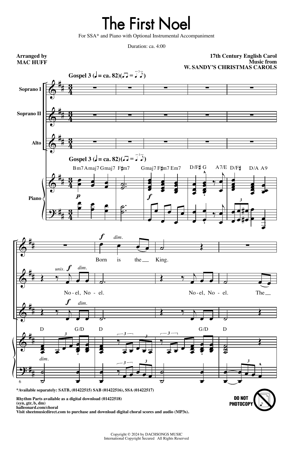 Produktbild zu:  The First Noel (arr. Mac Huff) - 17th Century English Carol