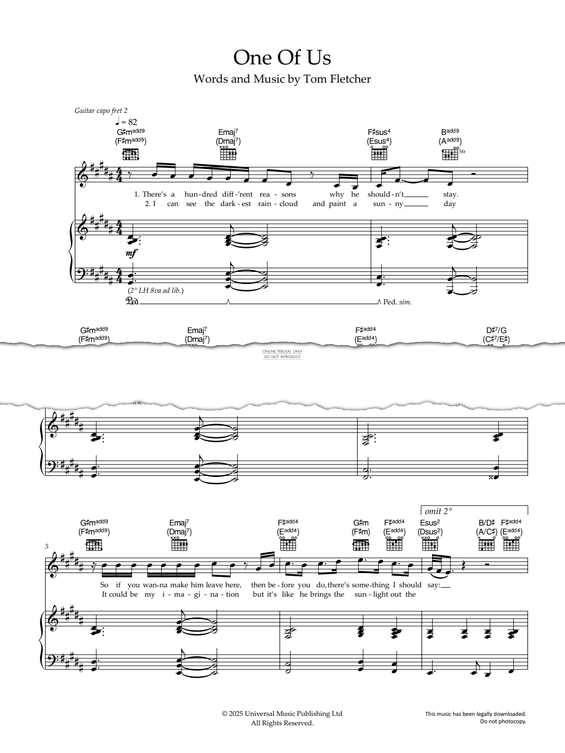 Produktgalerie: Seite 1 von 1 One Of Us, Tom Fletcher, Gesang, Gitarre, Klavier