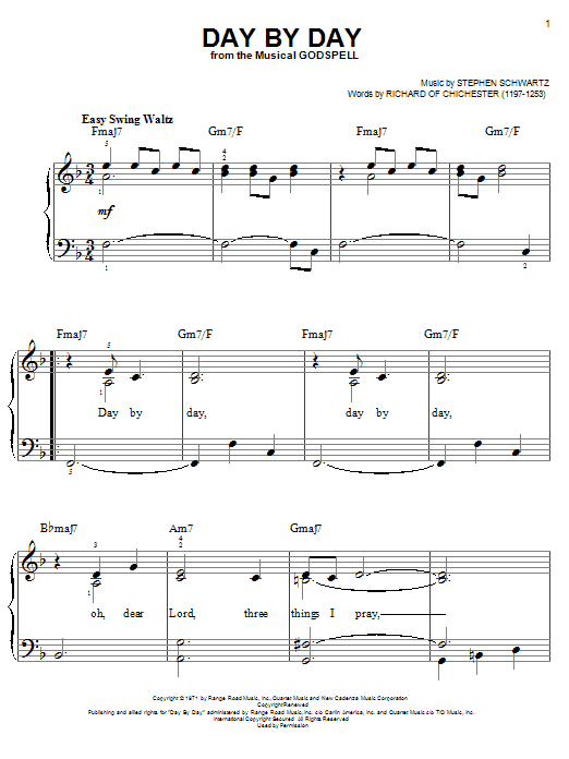 Produktbild zu: Day By Day (from Godspell)