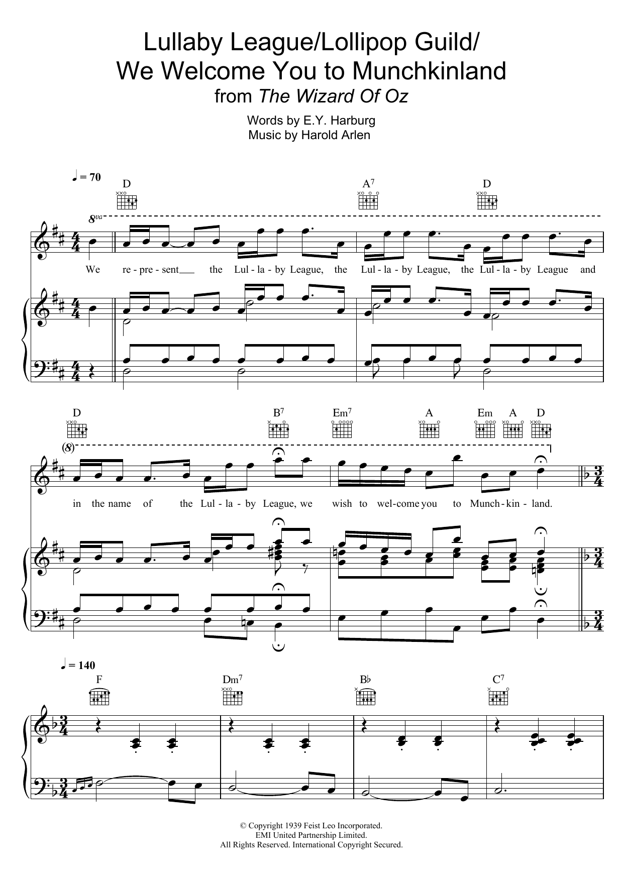Product picture to: Lullaby League/Lollipop Guild/We Welcome You To Munchkinland (from 'The Wizard Of Oz')